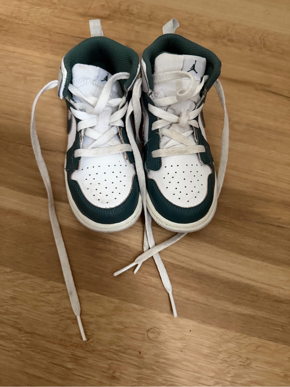 Jordan Kids High-Top Sneakers in White and Dark Green